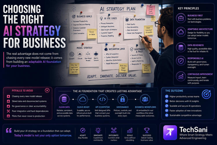 AI strategy planning notes pinned on a whiteboard